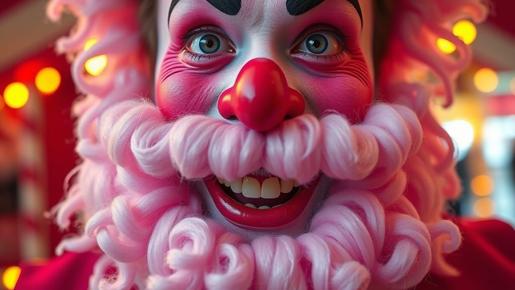 Circus Clown with Cotton Candy Beard