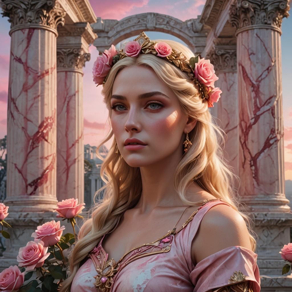 Sensual Goddess in Pink and Roses