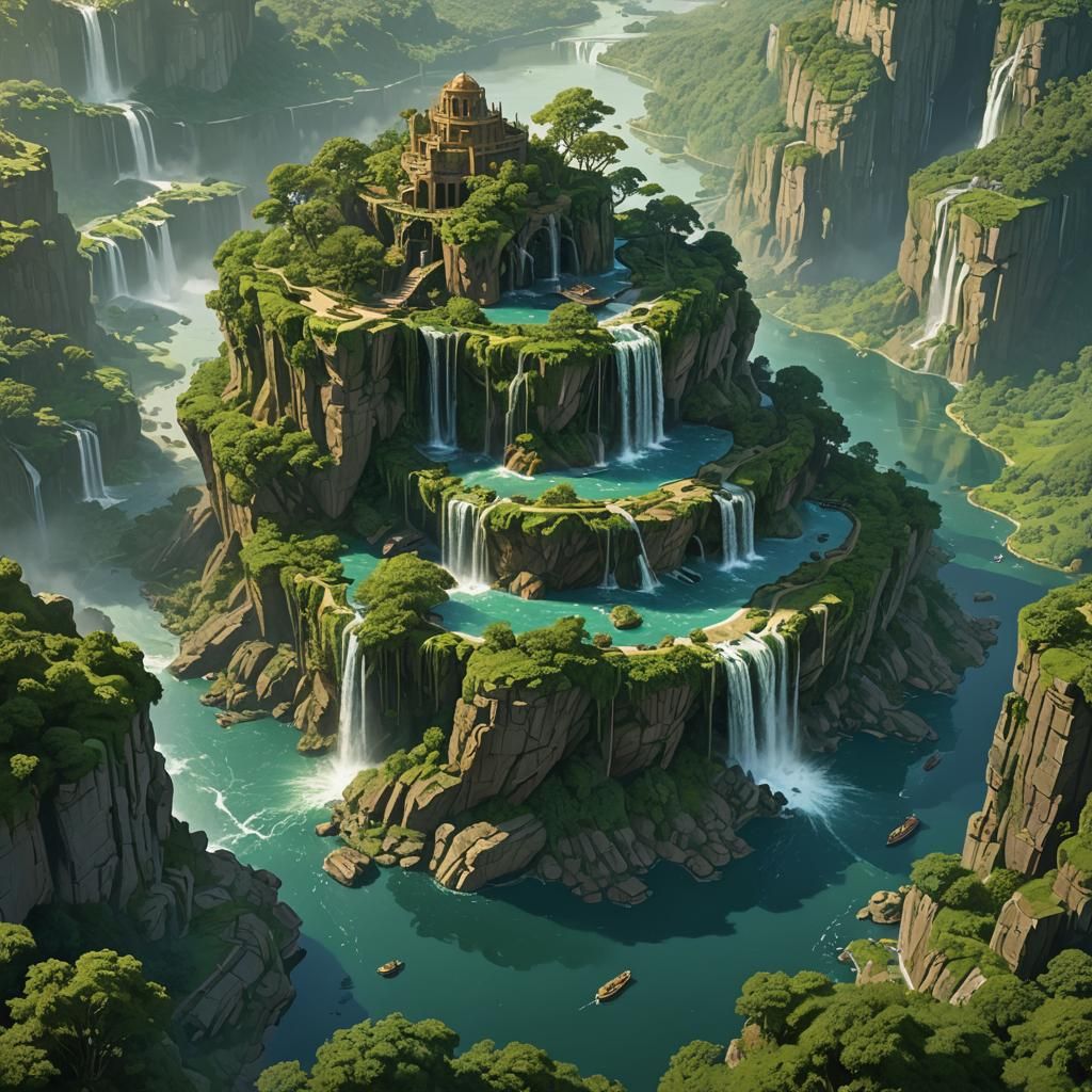 Majestic Floating Island of Themyscira: Fantasy Art