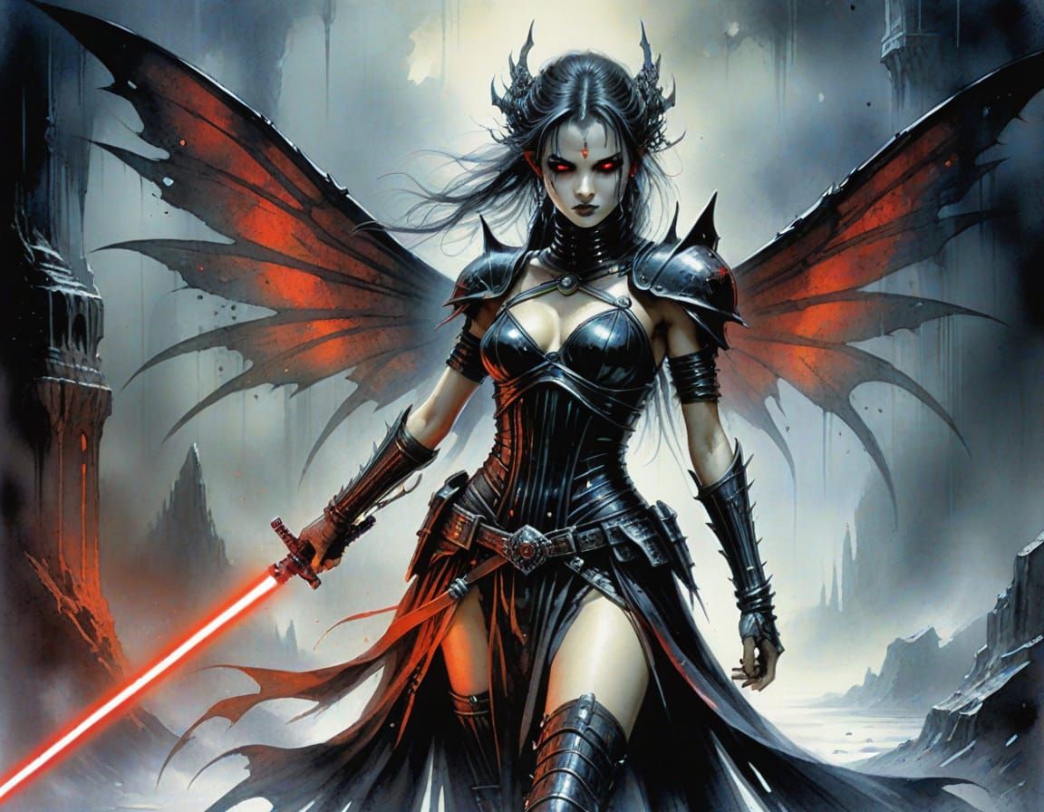 Surreal Fairy Sith Lord in Watercolor