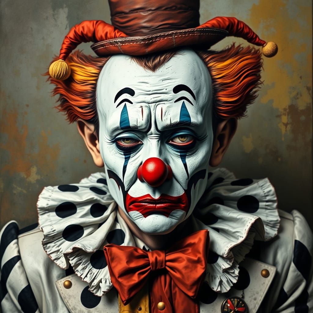 Melancholic Clown in Abstract Expressionism