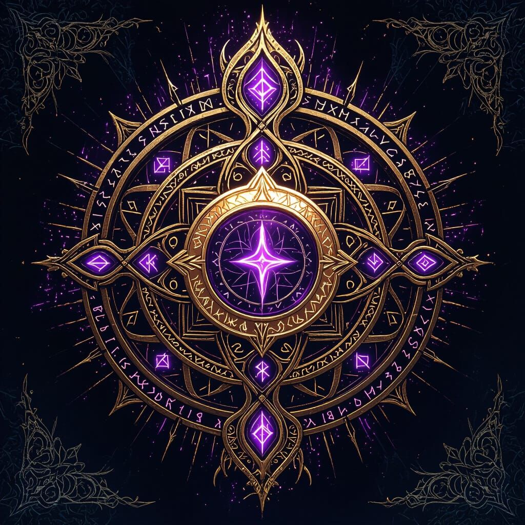 Glowing Fantasy Emblem with Mystical Runes