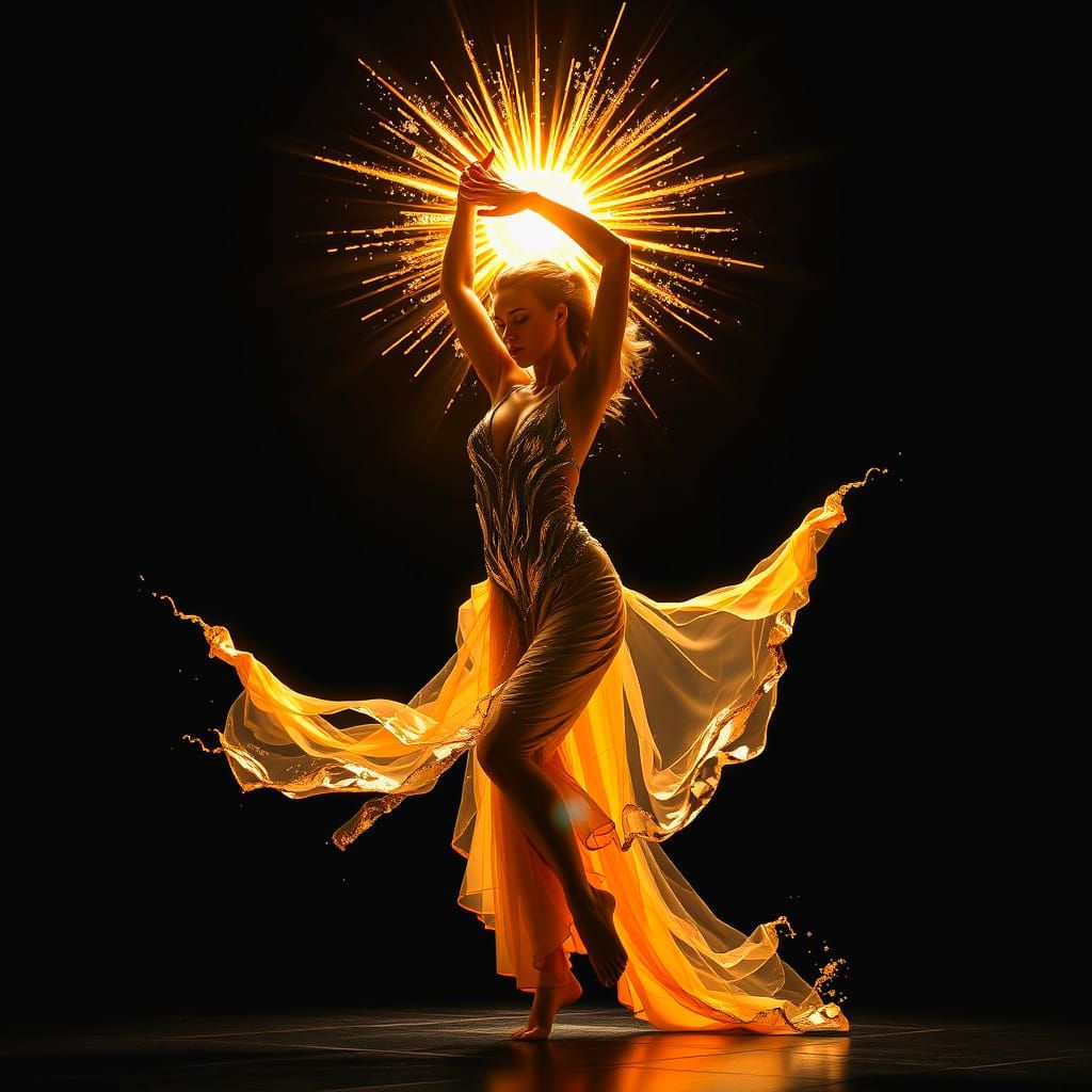 Radiant Light Dancer in Hyperrealistic Splash Art
