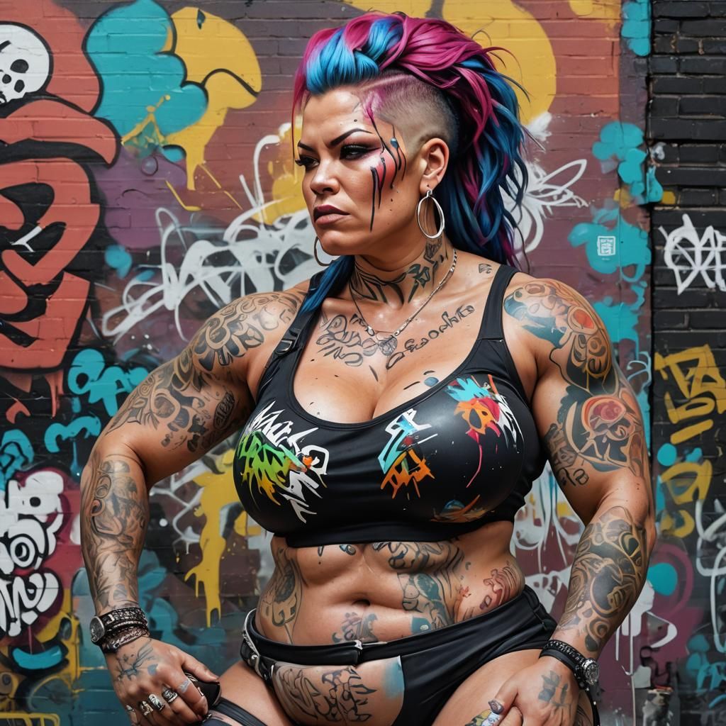Punk Muscle Mommy Graffiti Art