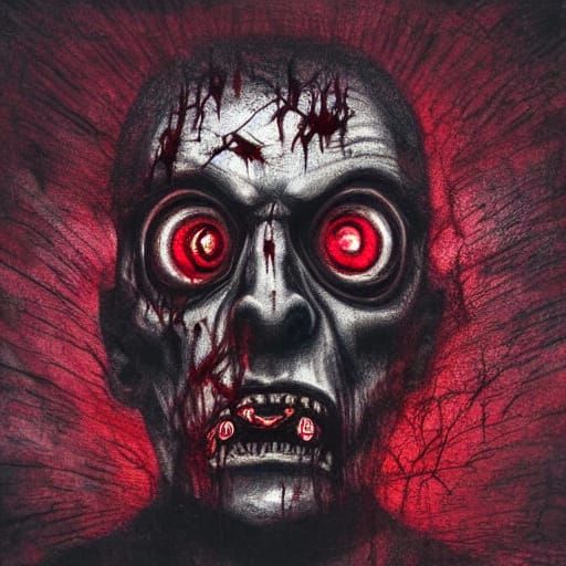 Tormented Face Portrait in Dark Surrealism