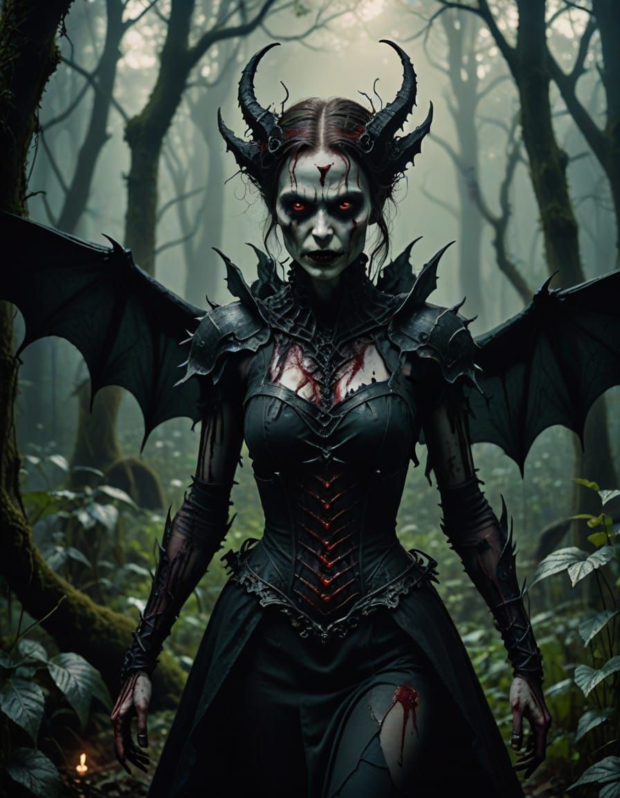 Grotesque Vampire Fairy in a Poison Garden of Twisted Horror...