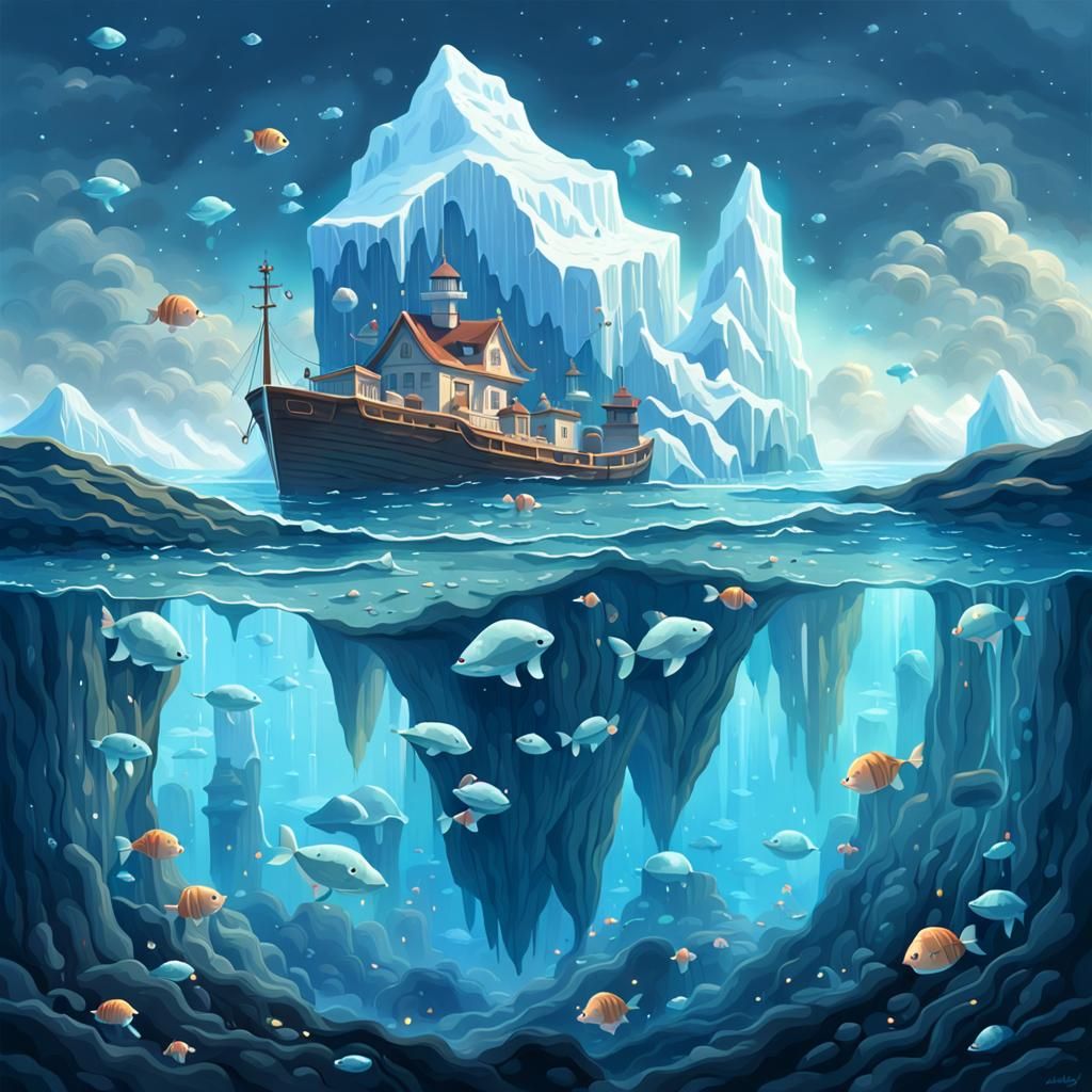 Submerged Iceberg: Dreamy and Dynamically Lit