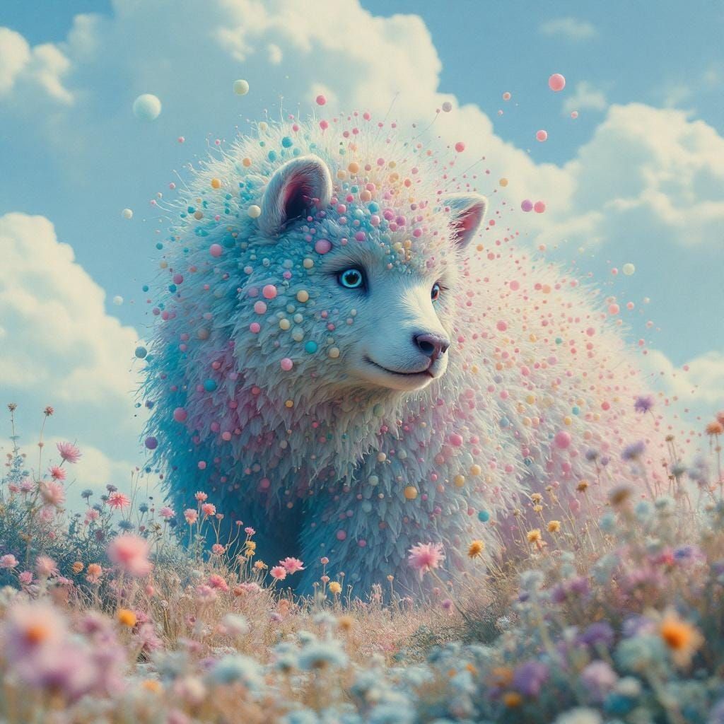 Colorful Cheetah on White: Surreal Digital Art