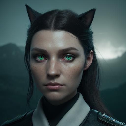 Emerald-Eyed Ginger Cat in Dark Fantasy Style