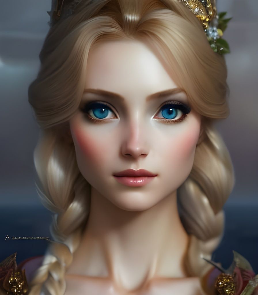Elegant Elsa Goddess Portrait in Digital Art Style