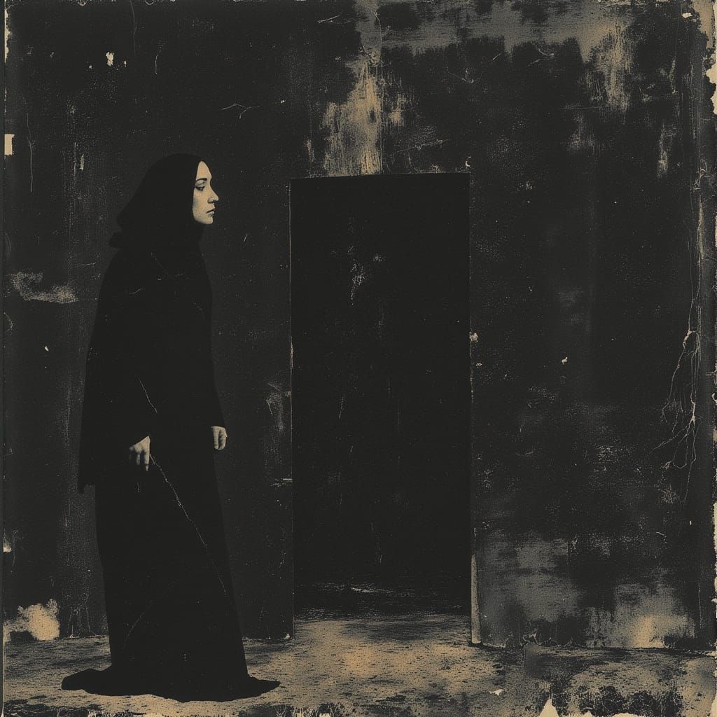 Aged King Contemplates Solitude in Empty Mirror