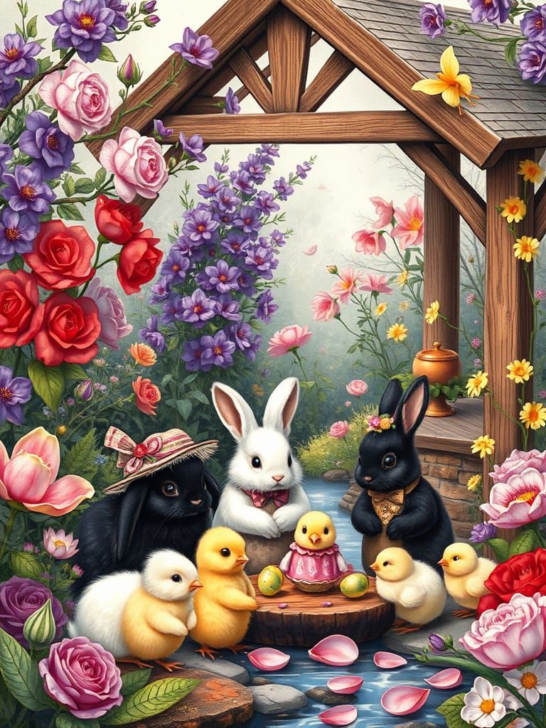 Enchanted Fairy Garden Tea Party: Charcoal Drawing