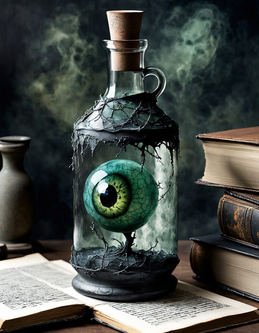 Bubbling Eyeball Potion in Dusty Alchemist Lab