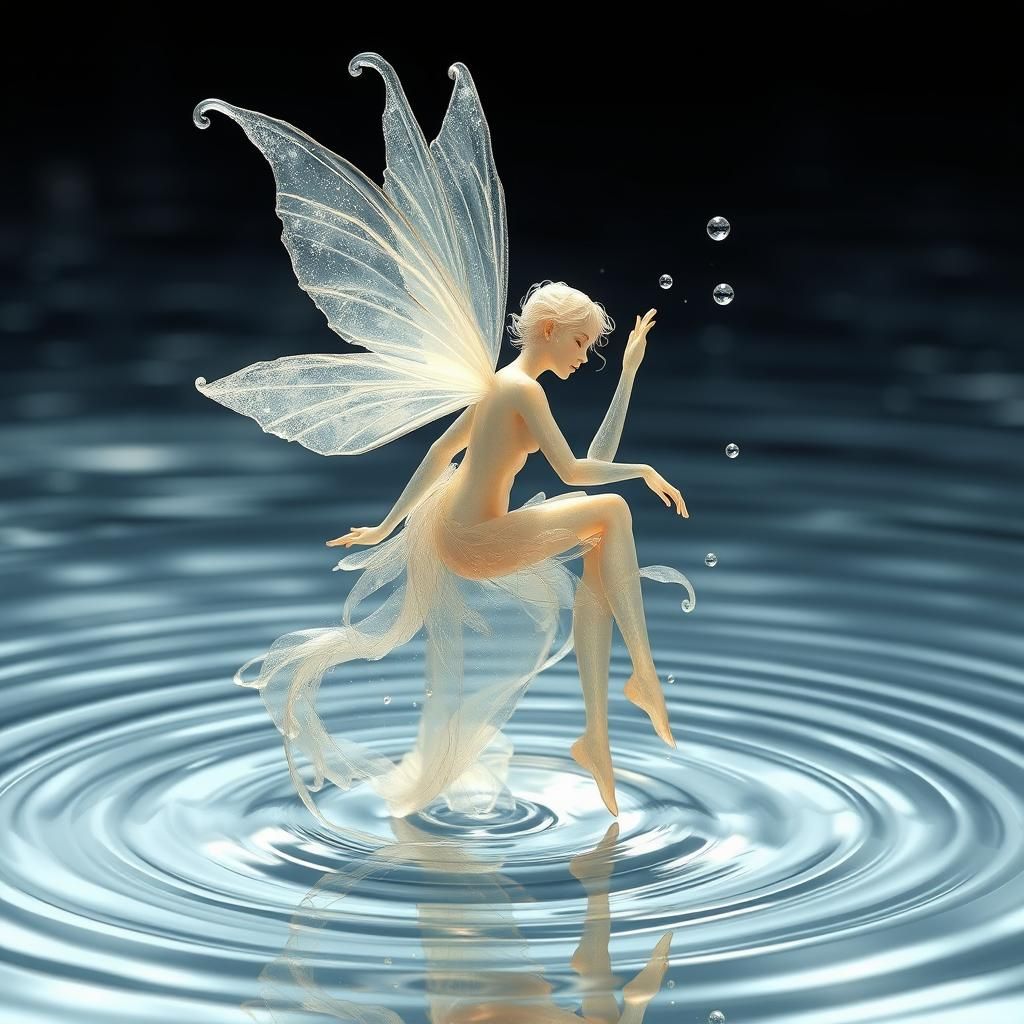 Translucent Water Fairy in Dreamlike Scene