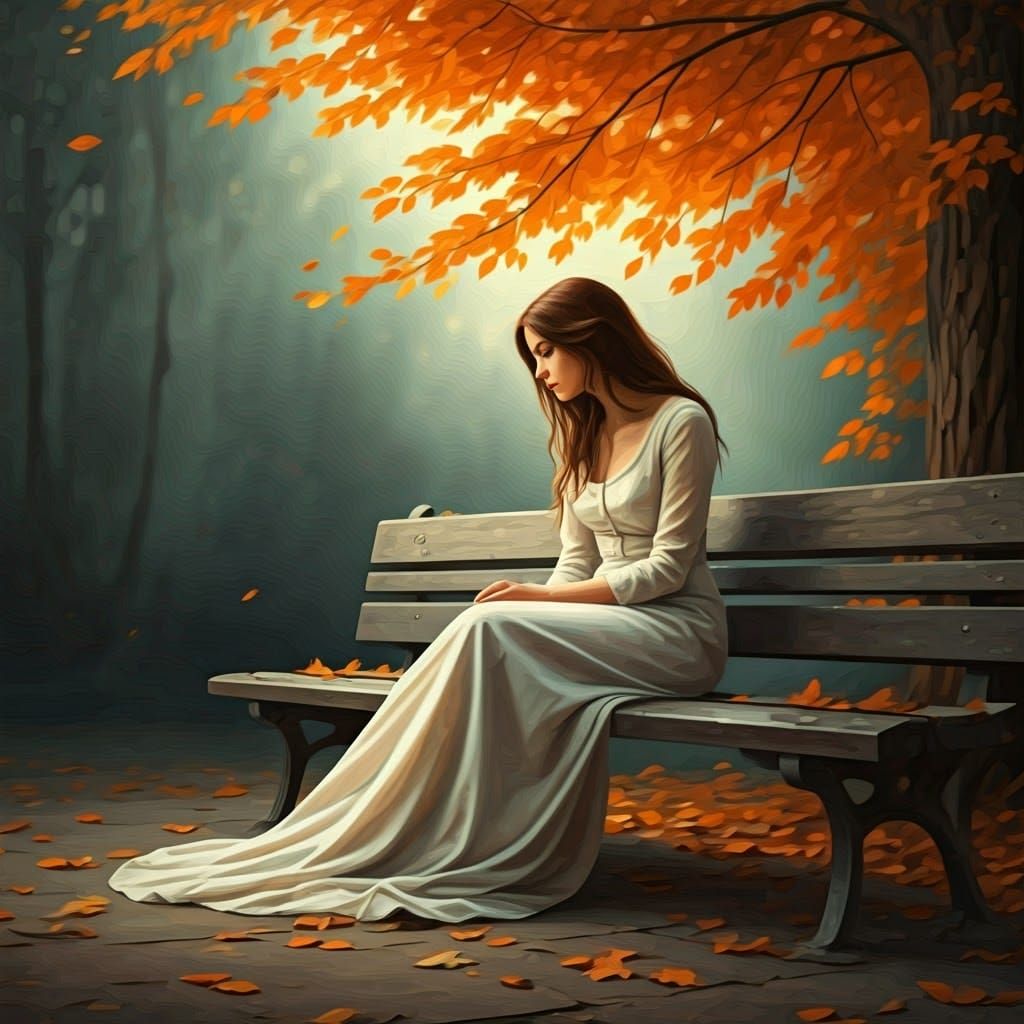 Wistful Autumn Portrait in Soft Impressionist Style