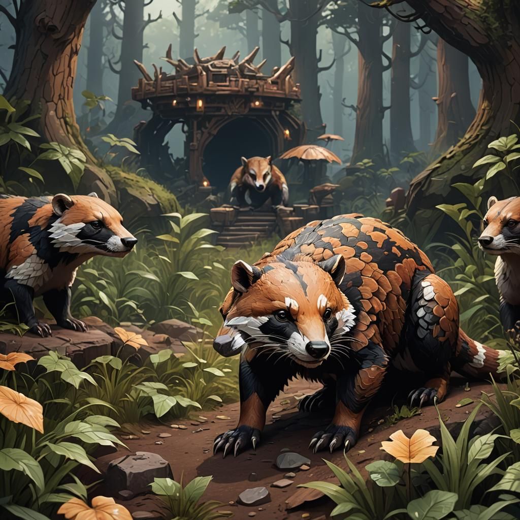 Copperhead Badger in Pixel Art Fantasy World