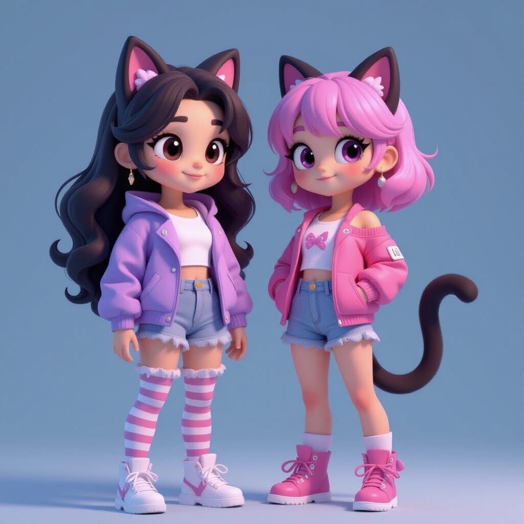 Two Girls in a Vibrant 3D Render