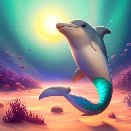 Dolphin Mermaid Tail: Pixar-Style 3D Digital Art