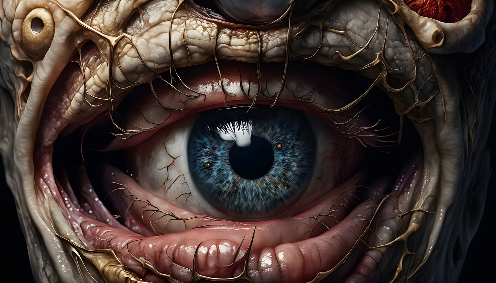 Realistic Dissection of Mouth and Eyes on Canvas