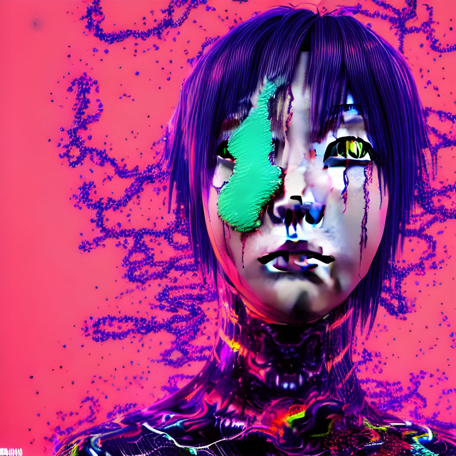 Psychedelic Glitch Art of a Japanese Punk Woman