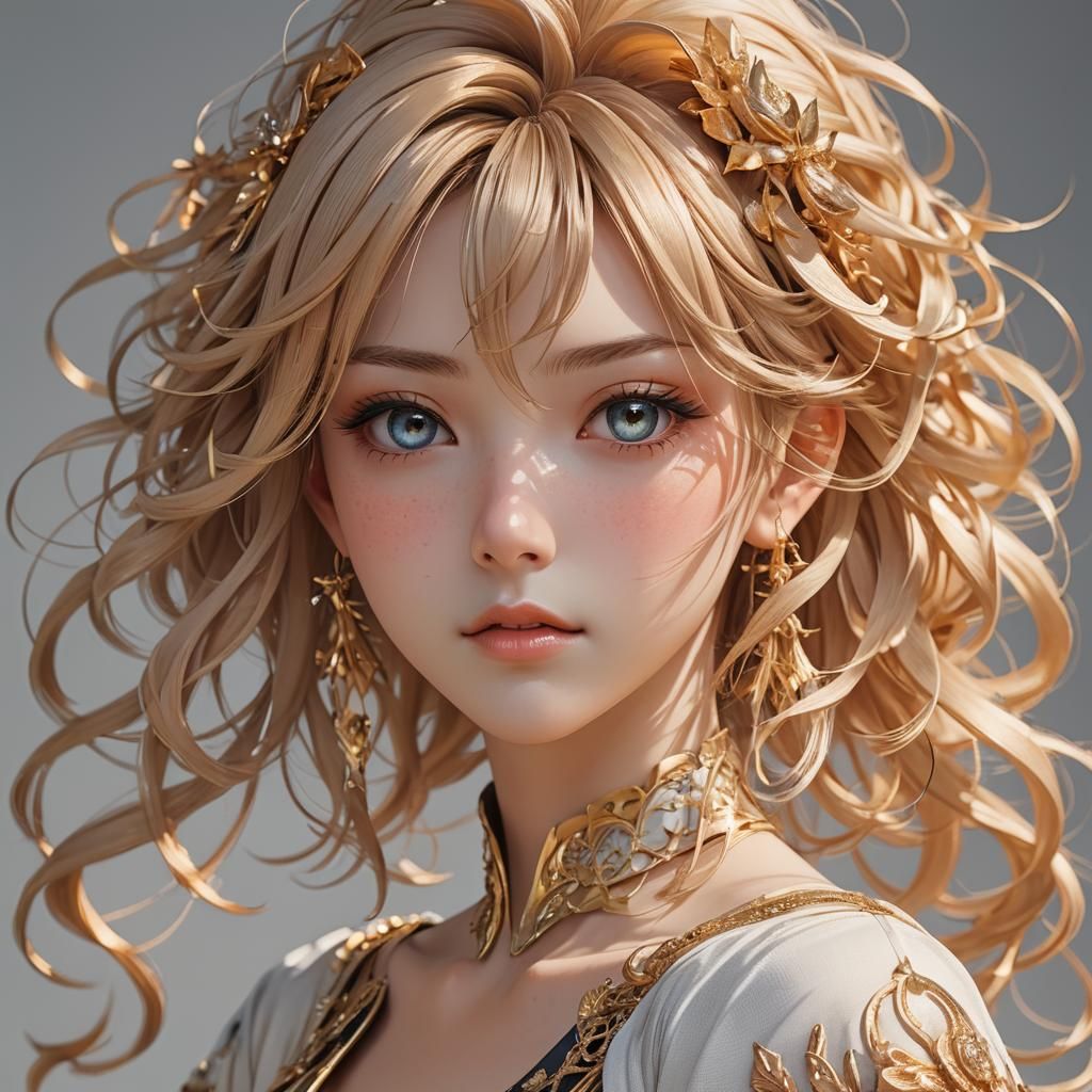 Elegant 3D Anime Portrait in Pastel Colors