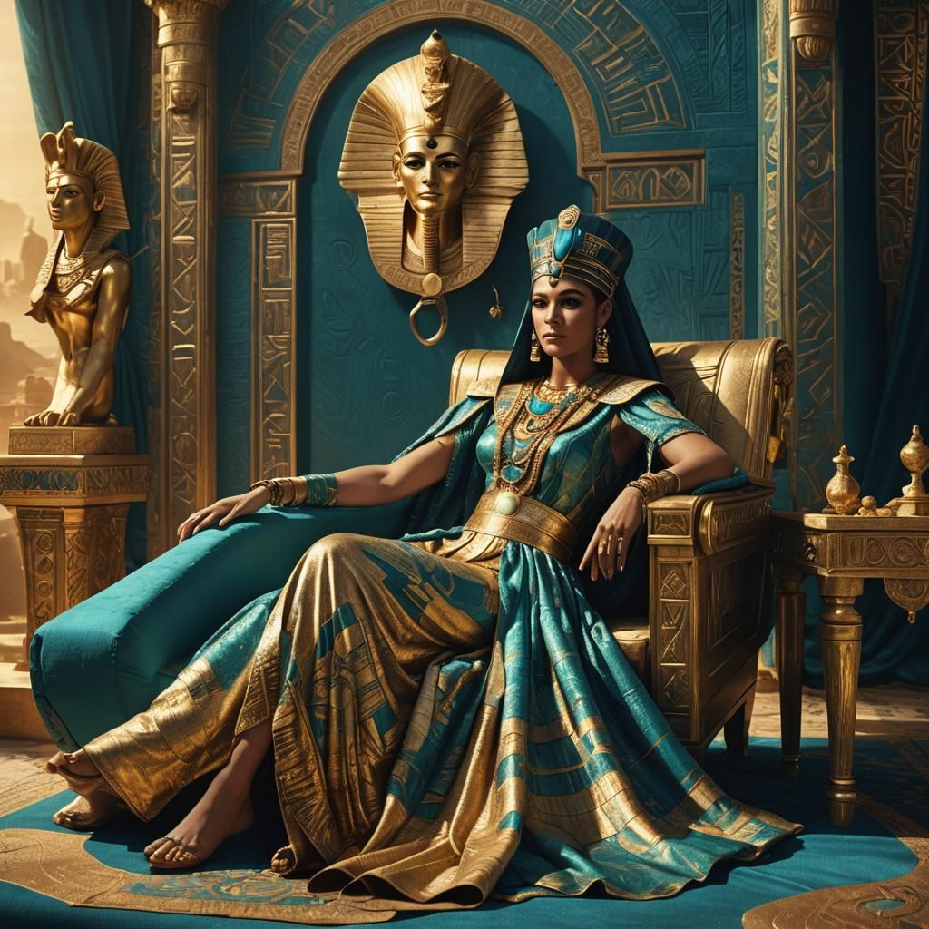 Cleopatra as Pharaoh in Jewel-Toned Fantasy Art