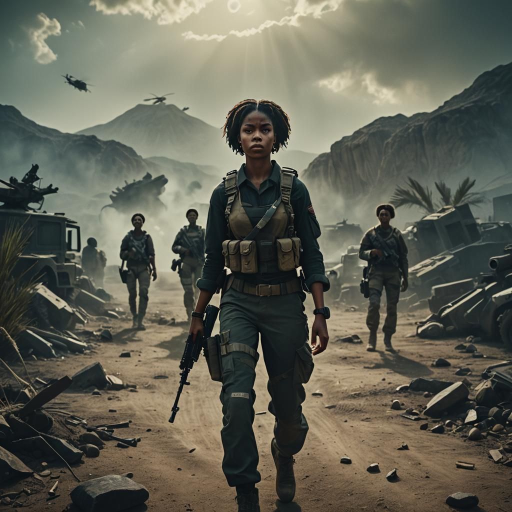 Dramatic Film Still of Black Women Black Ops