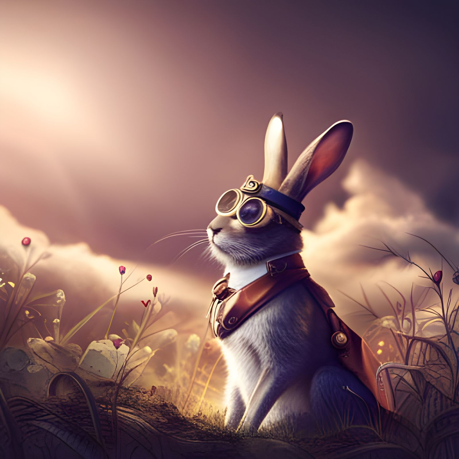 Steampunk Energizer Bunny with Stylish Background