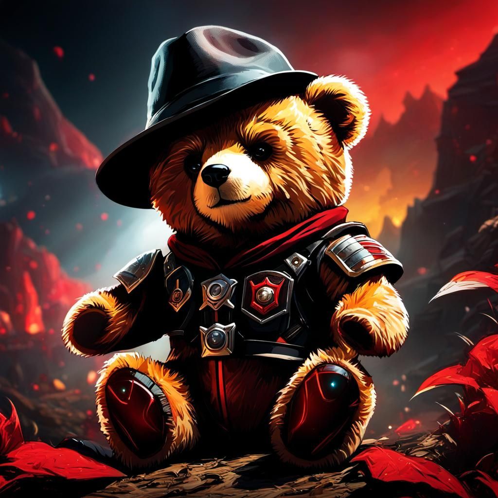 Blood Angel Space Marine Attacks Xeno Army in Anime Style