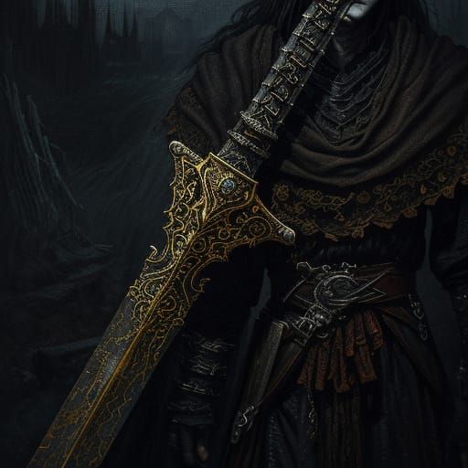 A Gothic Masterpiece: Cursed Sword with Ancient Runes