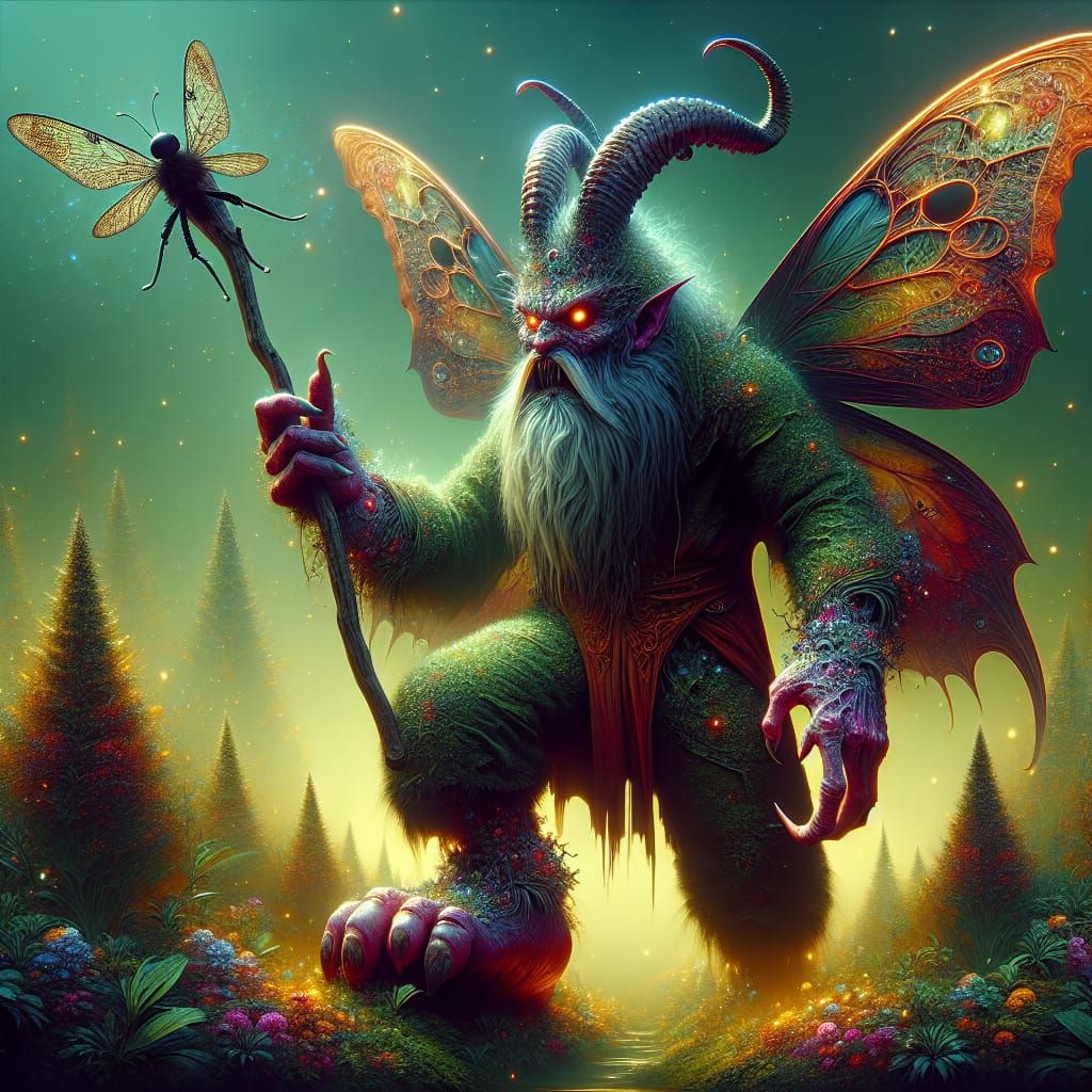 Enchanted Gnome Wards Off Evil Spirit in Matte Painting