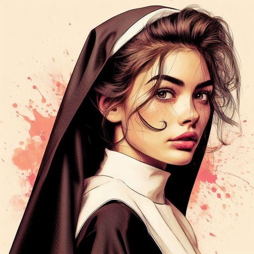Beautiful Italian Nun in Royo Style