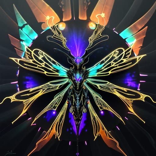 Surreal Cybernetic Butterfly in Haunting Biomechanical Style
