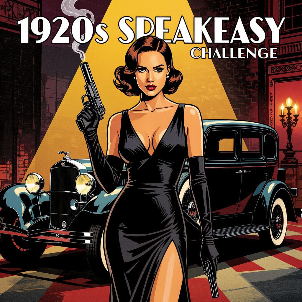 Femme Fatale in Speakeasy, Comic Book Style