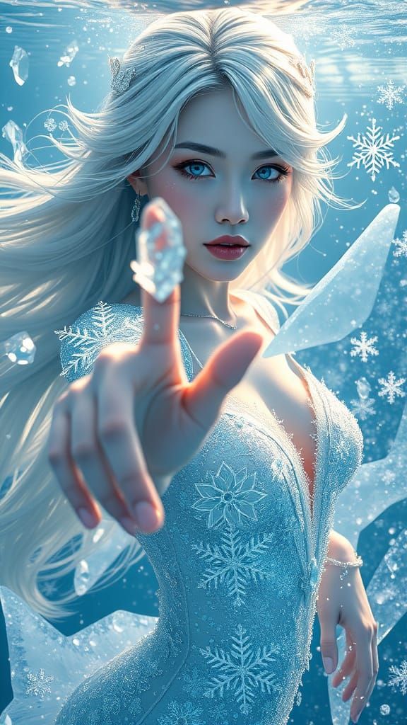 Stunning Mermaid Queen Portrait in Icy Luxury