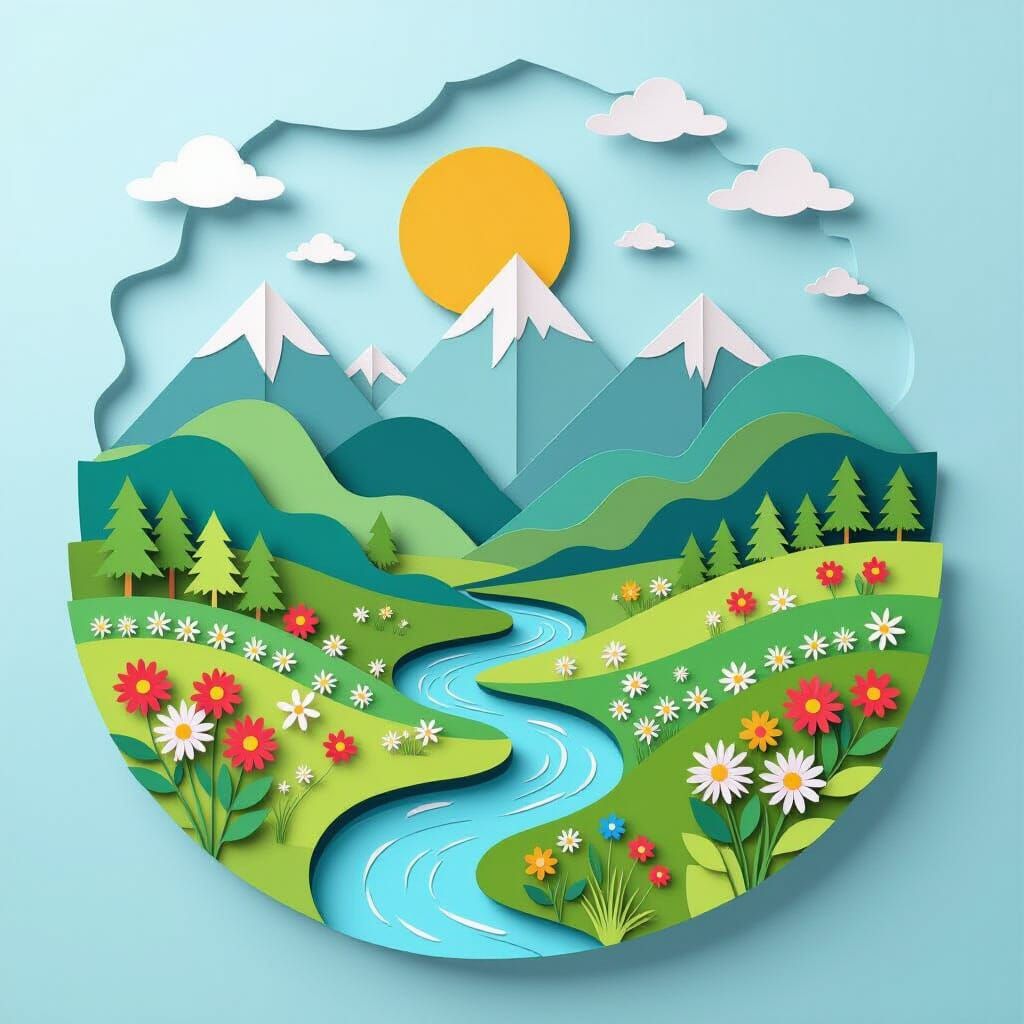 Paper Landscape: A Colorful Paper Art Creation