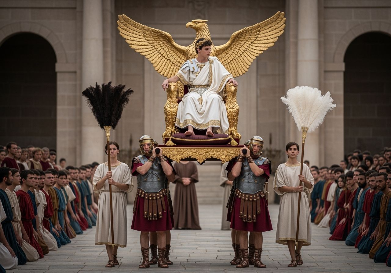 Roman Emperor on Gold Throne, Classical Photography