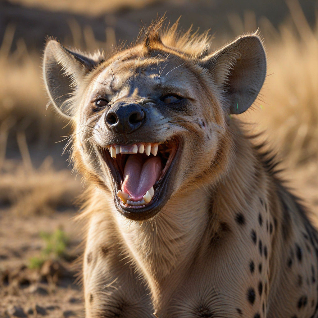 Hyena joyfully laughing