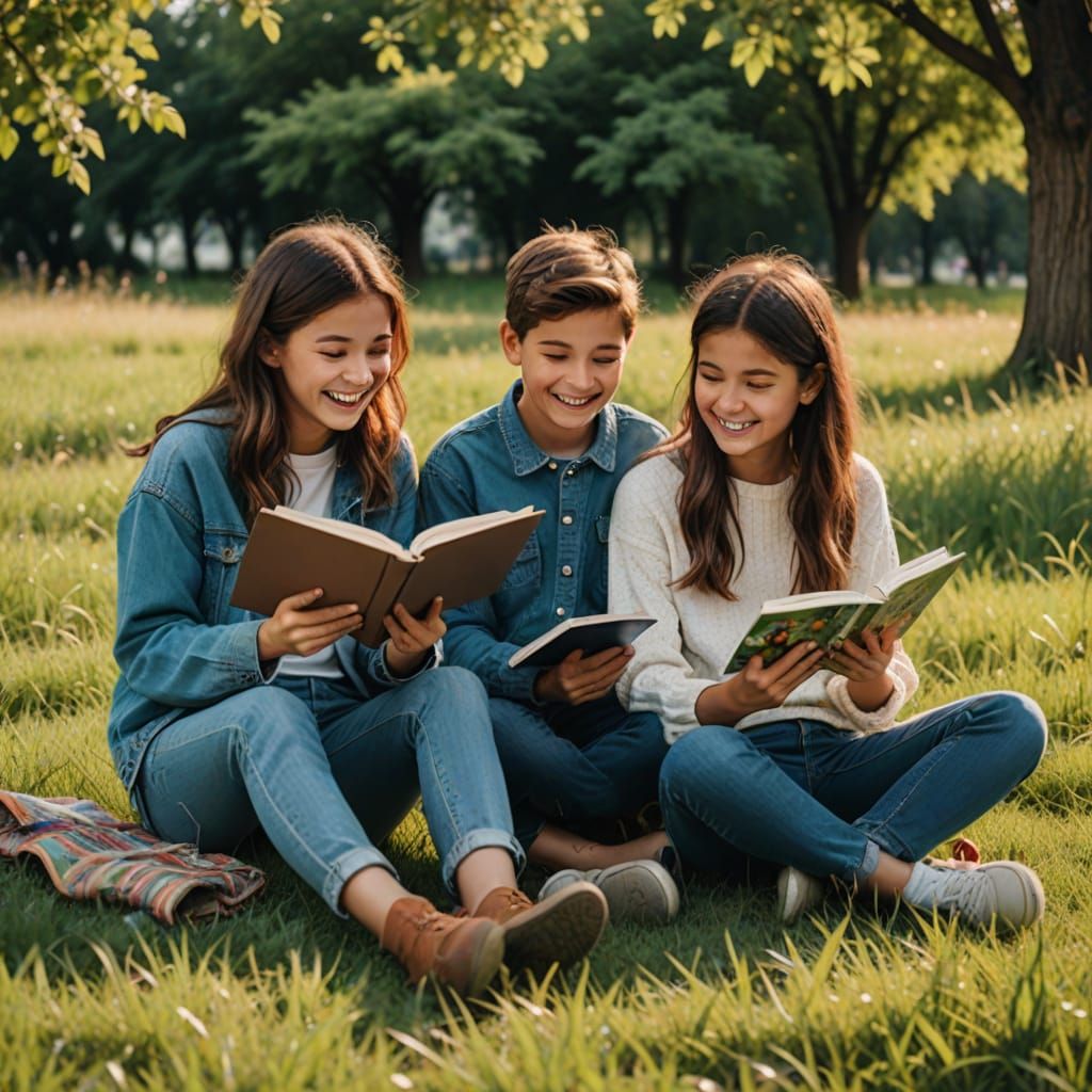 Friends Enjoying Funny Stories in the Grass