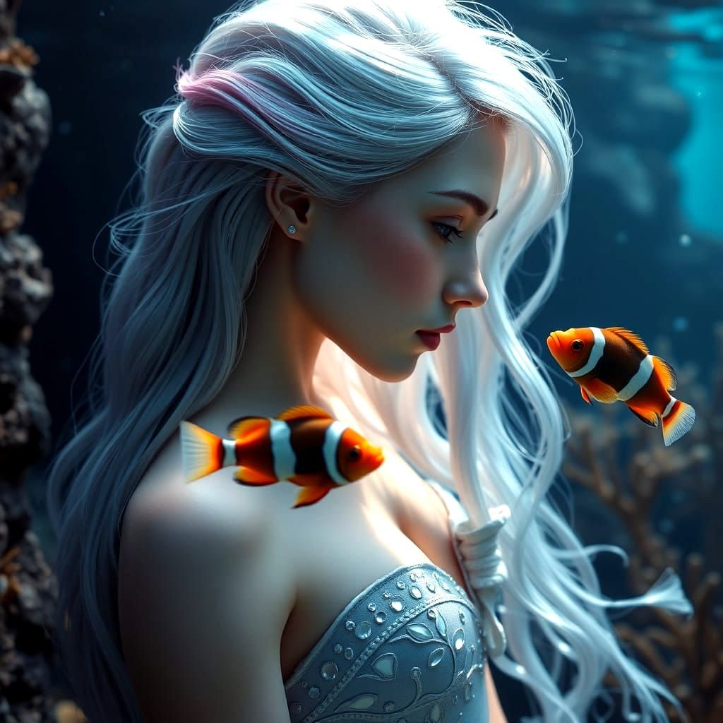 Stunning Mermaid Portrait in Vibrant Underwater Scene
