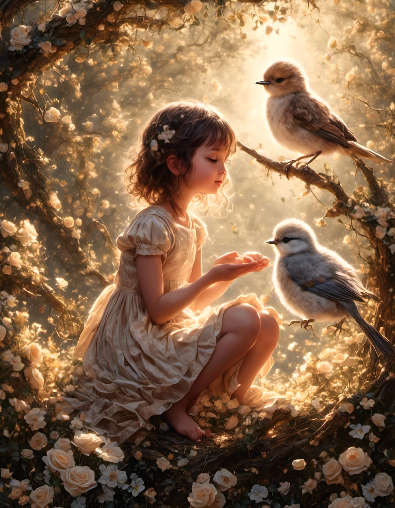 Animated Bird's-Eye View Romantic Scene in Beige