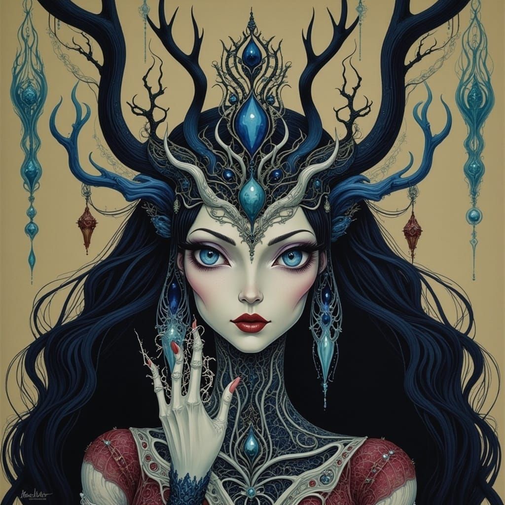 Quirky Queen with Crown: A 2D Fantasy Illustration