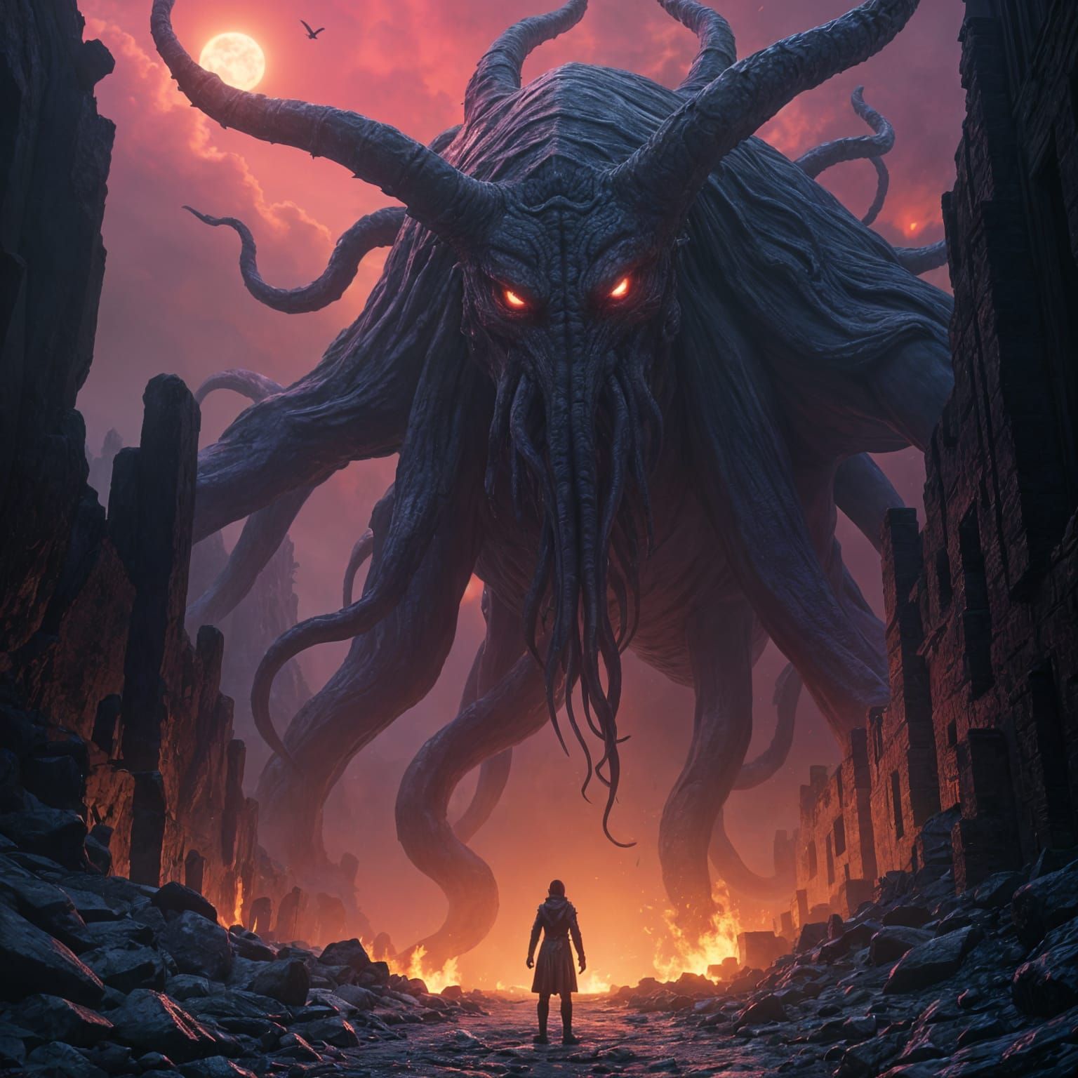 Dark Fantasy Masterpiece: Cthulhu-Inspired Horror in Inky Bl...