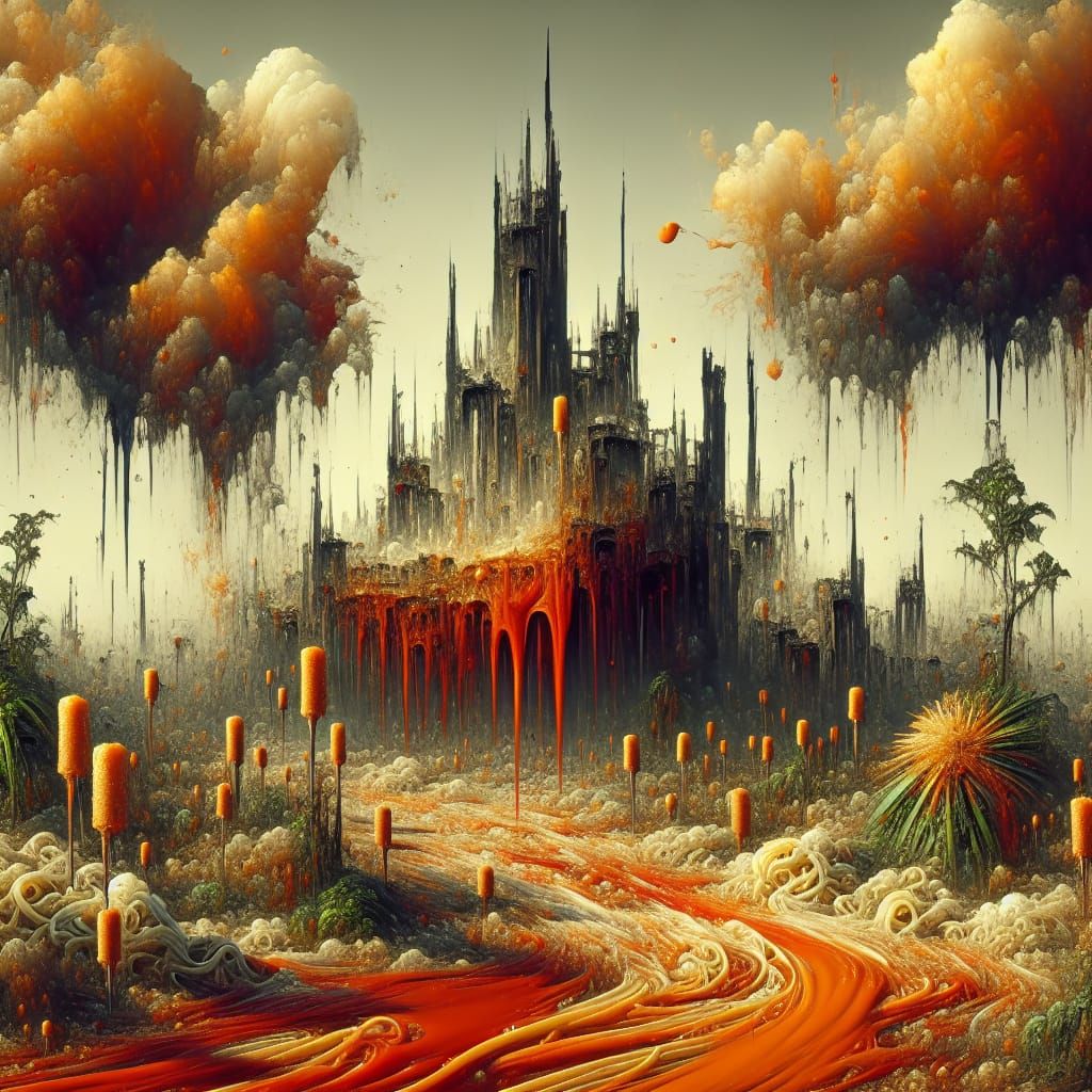 Post-Apocalyptic Noodle Landscape in Romantic Style