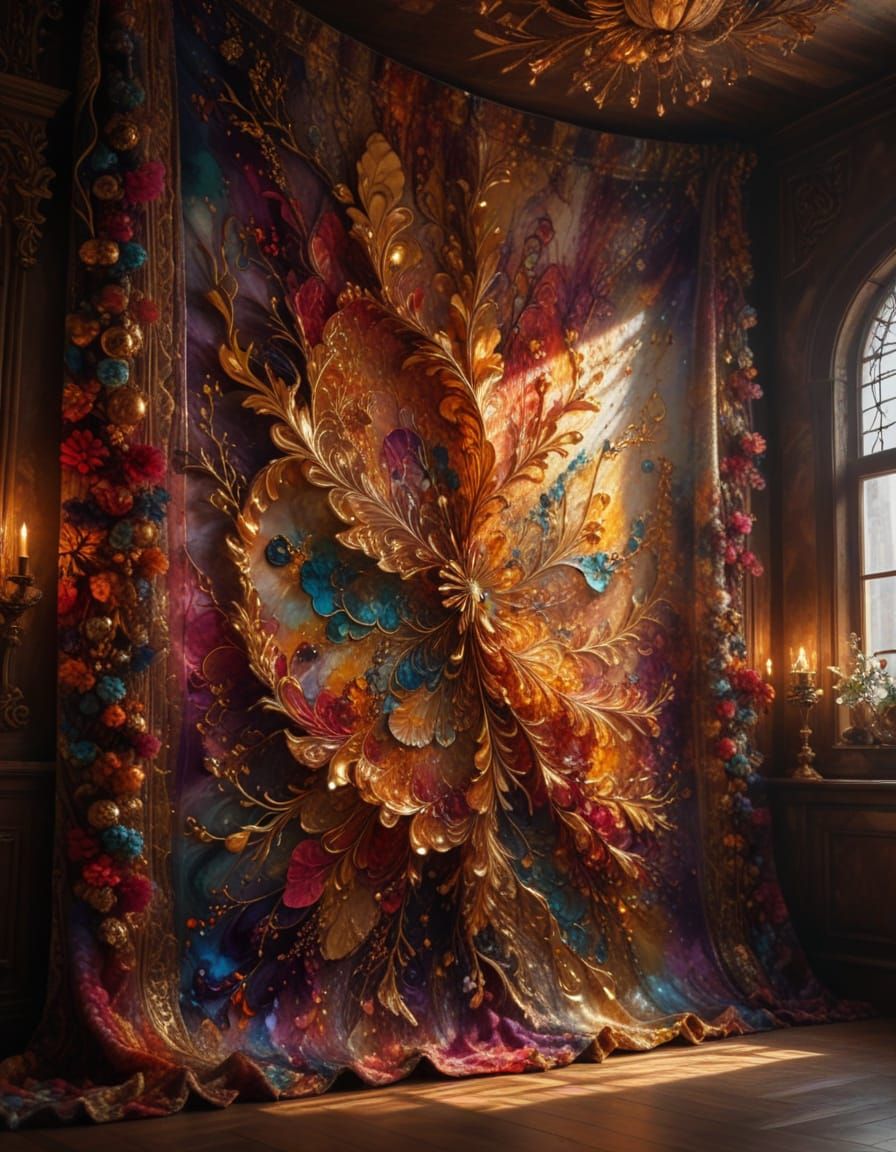 Vibrant Maximalist Mandala in Whimsical Gold Accents