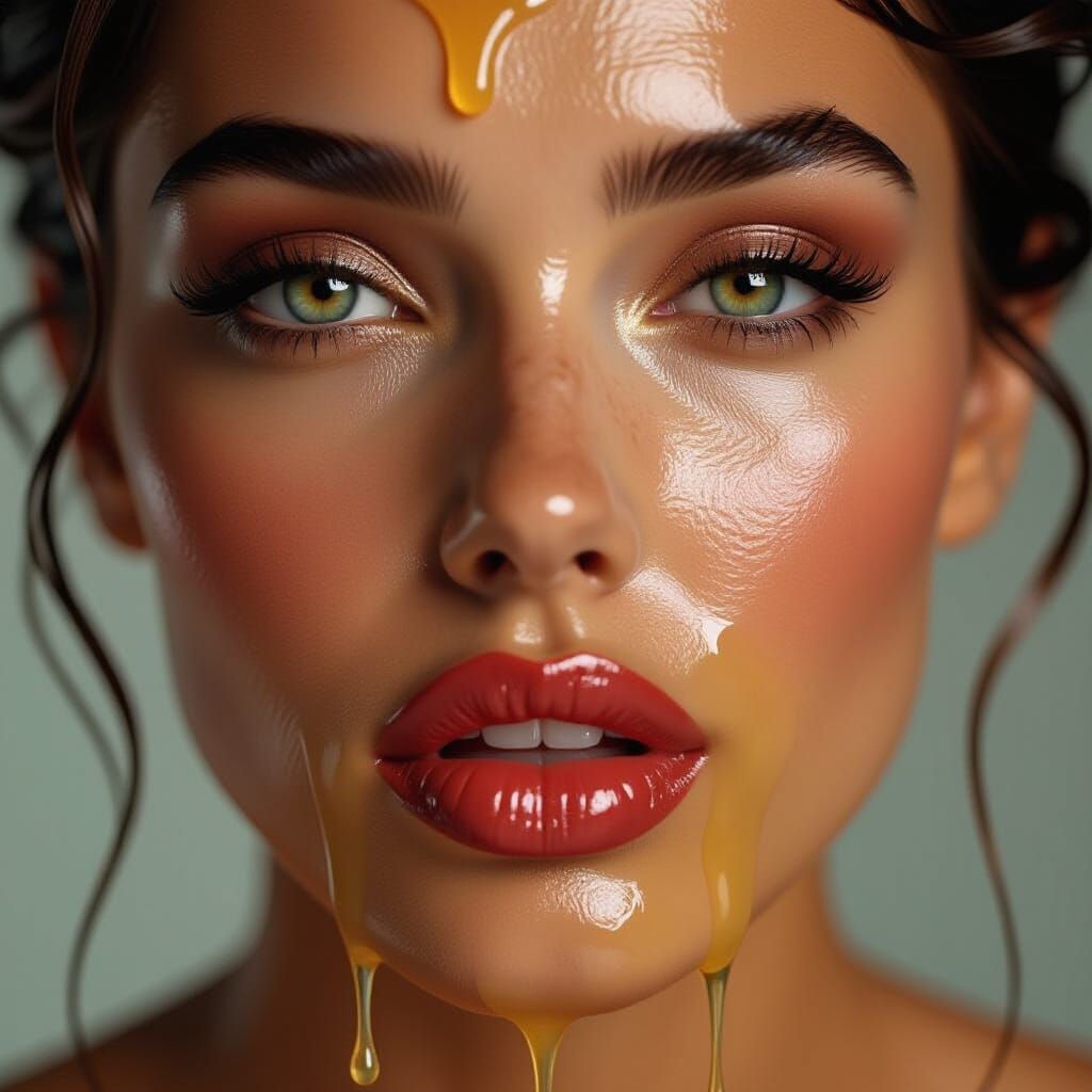 Melting Face of Woman in Evil Landscape