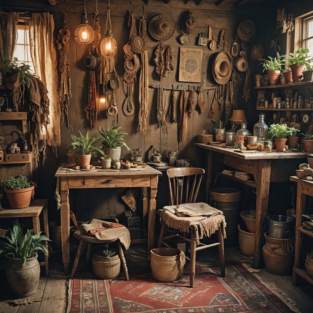 Rustic Boho Interior Design in Film Still Style