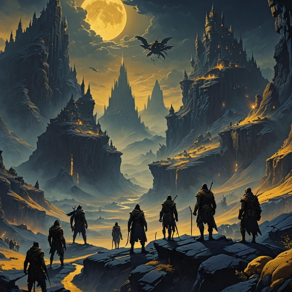 Adventurers in a Mystical Fantasy World