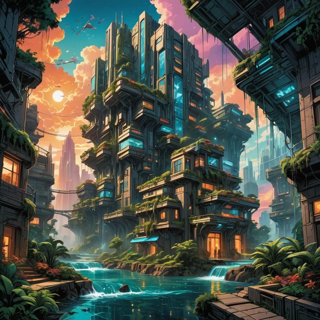 Futuristic Atmospheric Architecture in Comic Book Style