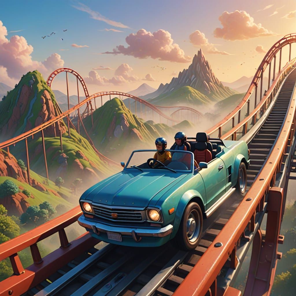 Gentle Roller Coaster Ride in Pixar Style